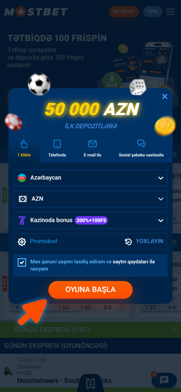 iOS telefonunuzda Mostbet hesabı yaradın.