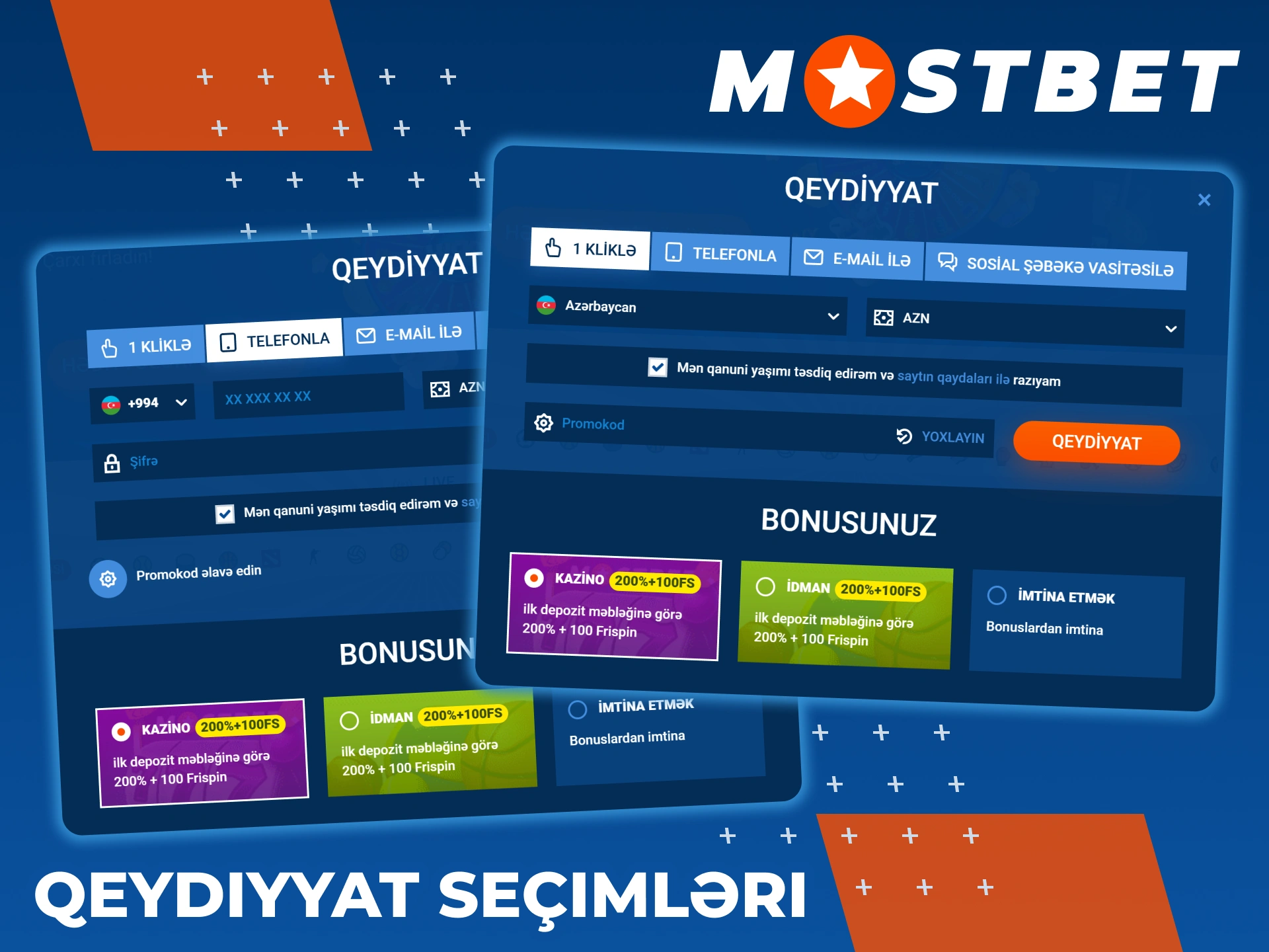 Mostbet kazinosunda istədiyiniz qeydiyyat üsulunu seçin.